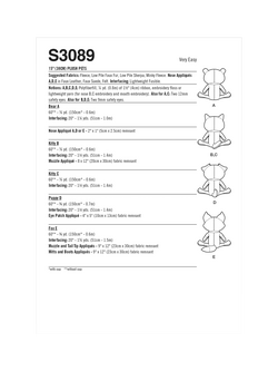 Simplicity 38cm Plush Pets Sewing Pattern, S3089 - view 2, Multi