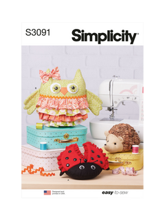 Simplicity Ruffle Detail Plush Animals Sewing Pattern, S3091
