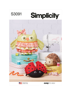 Simplicity Ruffle Detail Plush Animals Sewing Pattern, S3091, Multi