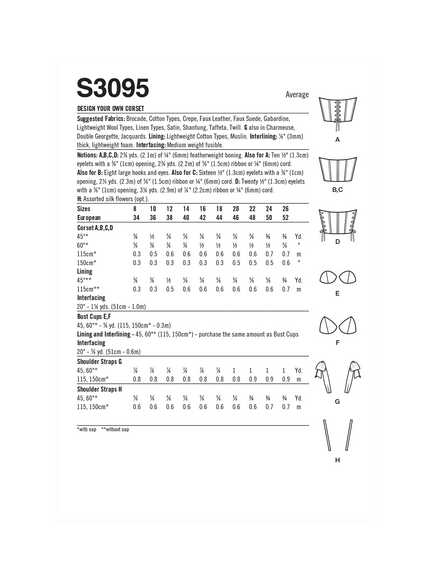 Simplicity Design Your Own Corset Sewing Pattern, S3095 - view 2, Multi
