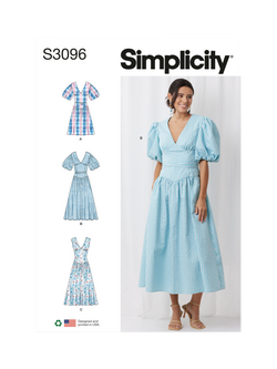 Simplicity Misses' and Women's Fit and Flare Dress Sewing Pattern, S3096, Multi