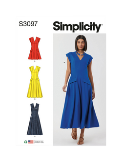 Simplicity Misses' Fit and Flare Dress Sewing Pattern, S3097, Multi