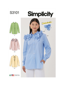 Simplicity Misses' Shirt with Detachable Flowers Sewing Pattern, S3101, Multi