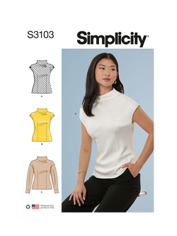 Simplicity Misses' Funnel Neck Top Sewing Pattern, S3103, Multi