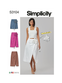Simplicity Misses' 3D Flower Wrap Skirt Sewing Pattern, S3104, Multi