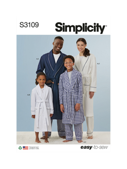 Simplicity Family Nightwear Sewing Pattern, S3109, Multi