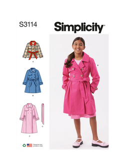 Simplicity Children's Trench Coat Sewing Pattern, S3114, Multi
