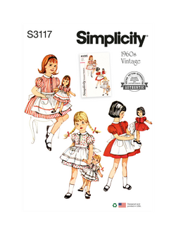 Simplicity Misses' 1950s Vintage Child and Doll Dress Sewing Pattern, S3117, Multi