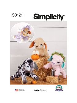 Simplicity Baby Goat Plush Toy Sewing Pattern, S3121, Multi