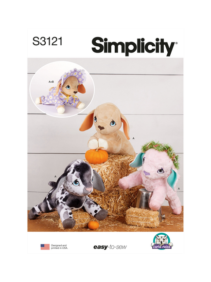 Simplicity Baby Goat Plush Toy Sewing Pattern, S3121, Multi