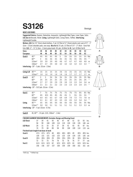 Simplicity Men's Fitted Fantasy Coat and Jacket Sewing Pattern, S3126 - view 2, Multi