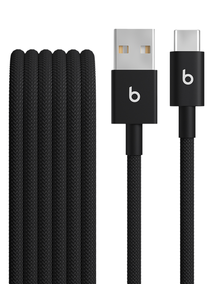 Beats USB-A to USB-C Woven Cable, 1.5m, Pack of 2, Bolt Black, Bolt Black