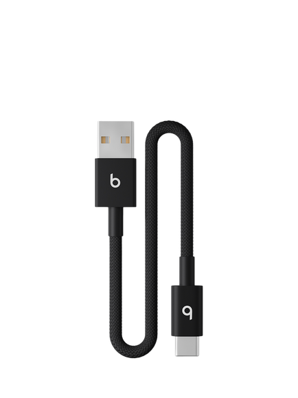 Beats USB-A to USB-C Woven Short Cable, 20cm, Bolt Black, Bolt Black