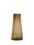 Truly Scallop Edge Glass Column Vase, H32cm, Brown