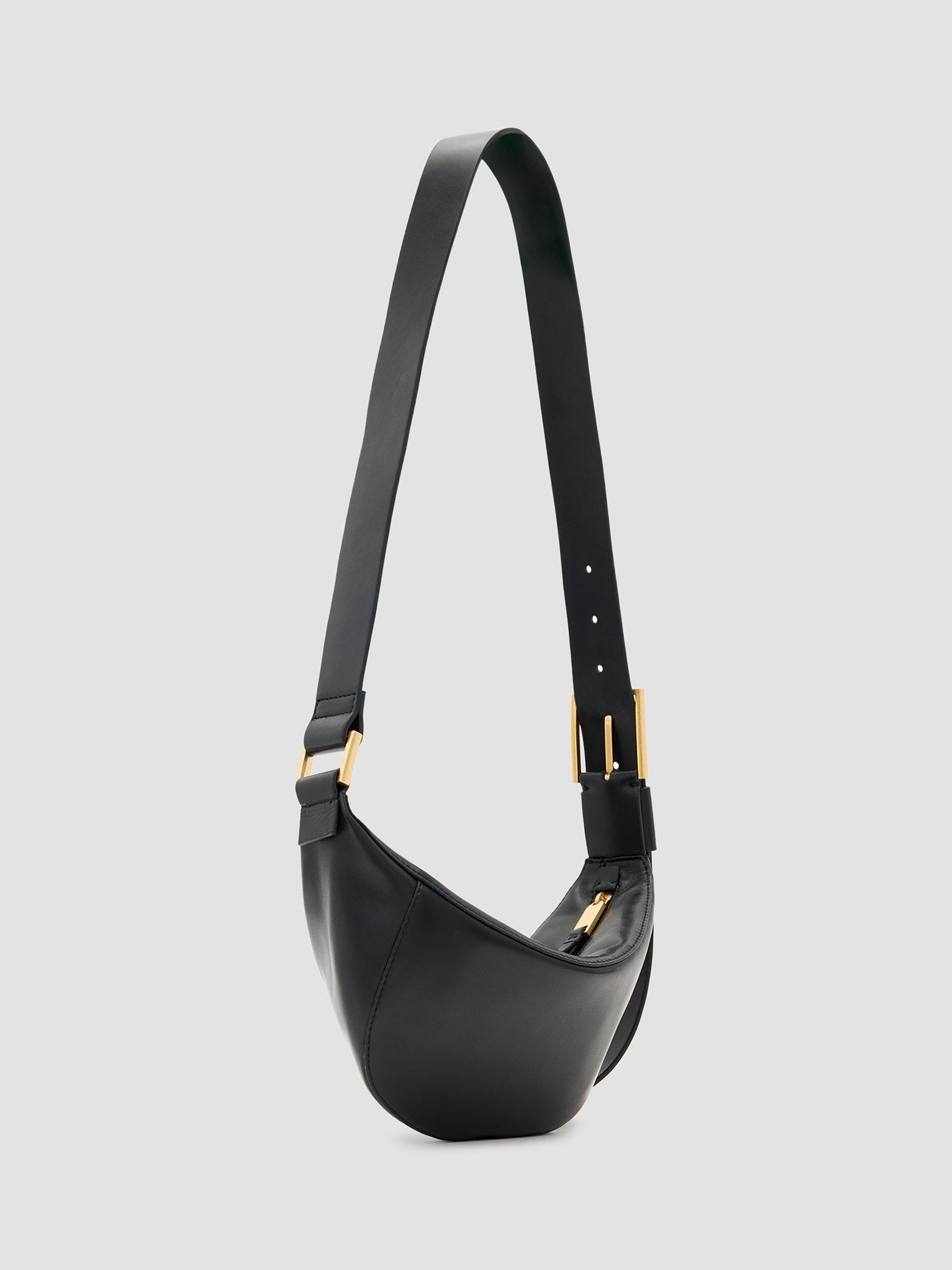 Product image 2 of 6, which shows AllSaints Luna Small Leather Crossbody Bag, Black