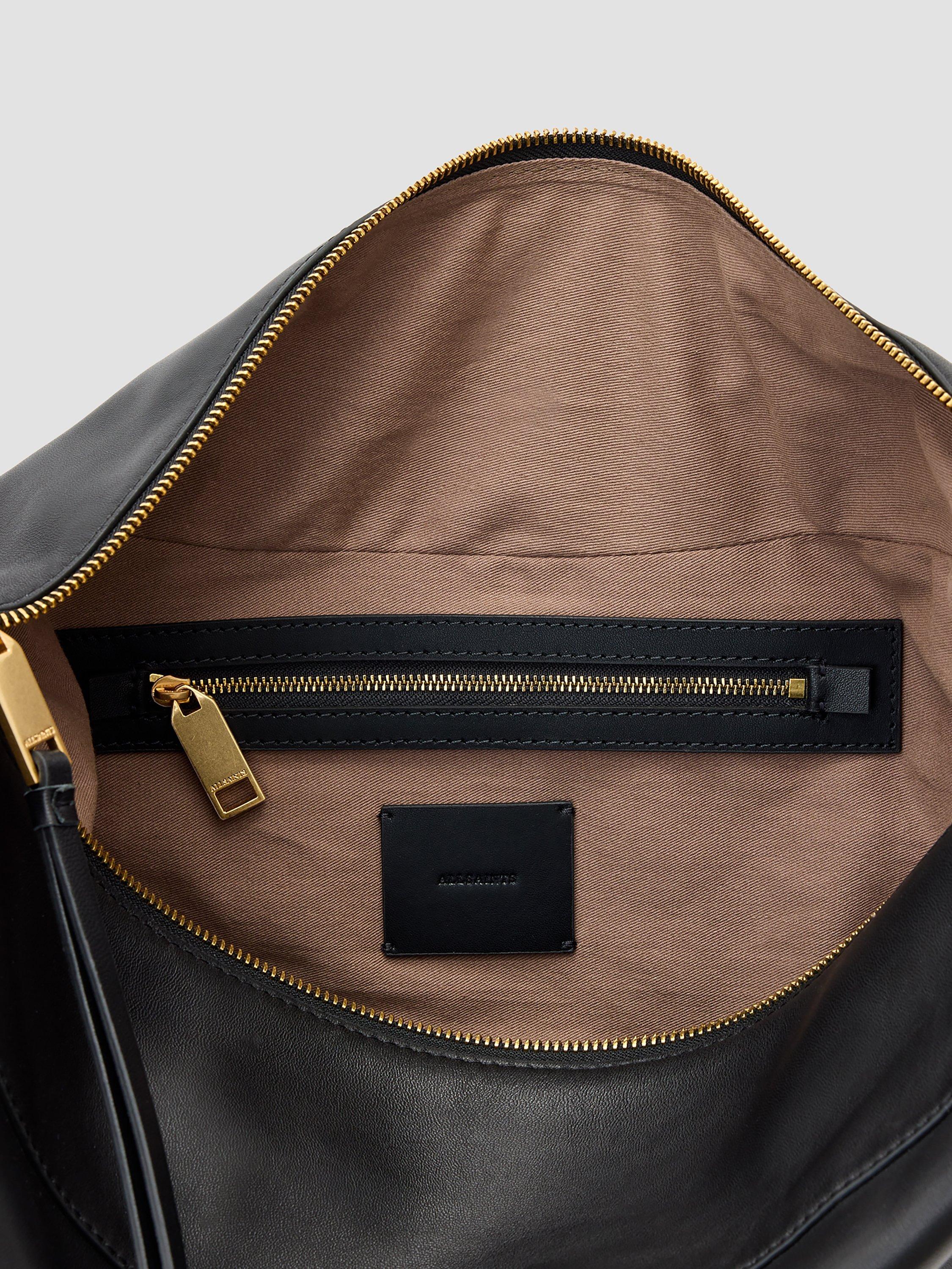 Product image 3 of 6, which shows AllSaints Luna Leather Crossbody Bag, Black