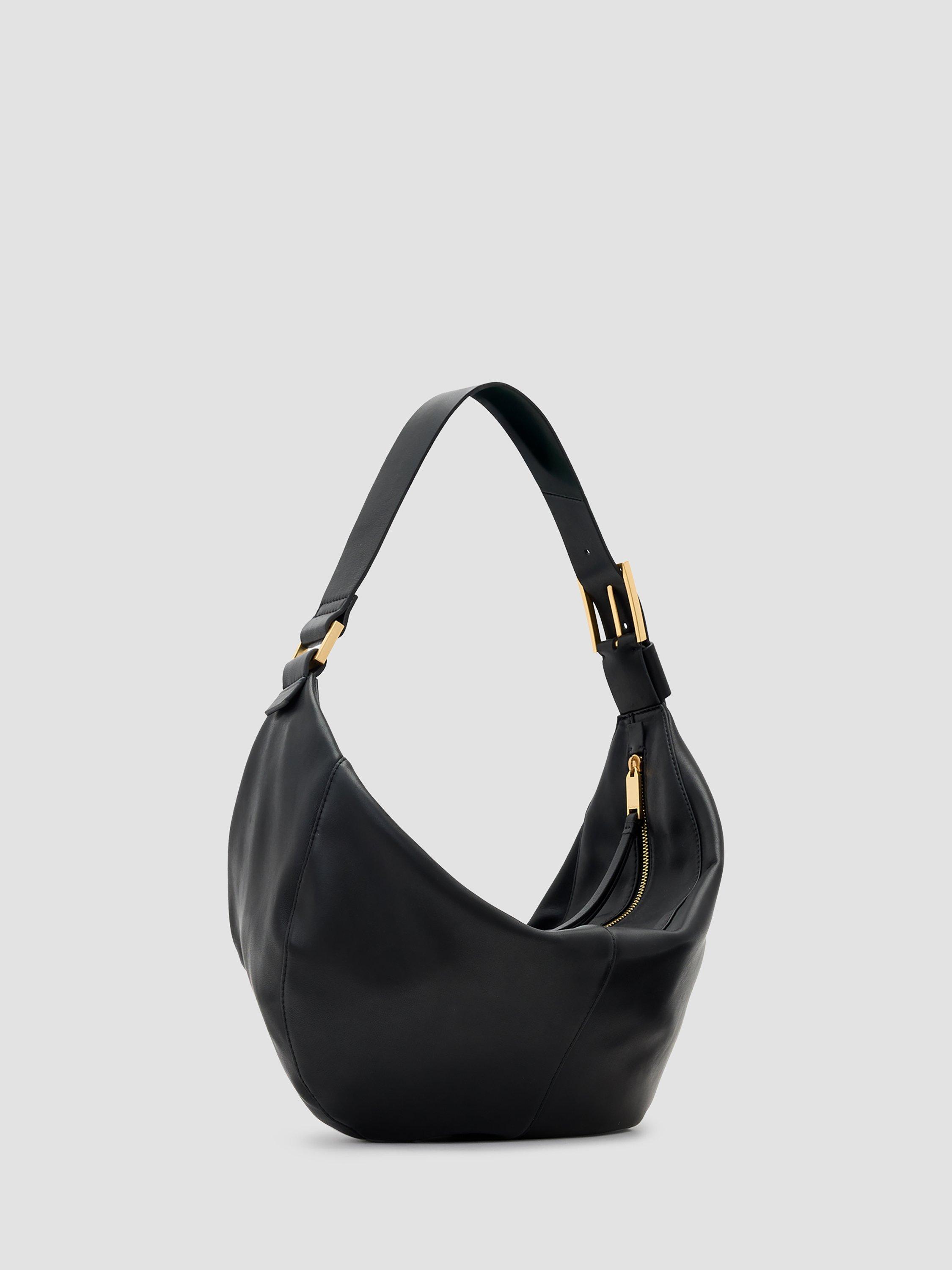 Product image 4 of 6, which shows AllSaints Luna Leather Crossbody Bag, Black