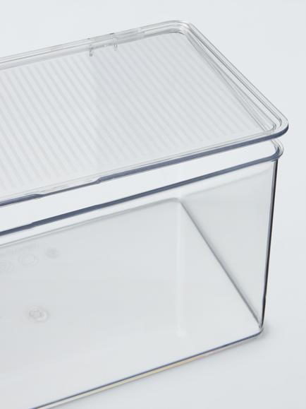 John Lewis Clear Plastic Storage Box with Lid - view 2, Clear
