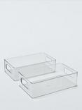 John Lewis Clear Plastic Storage Box, Narrow, Set of 2