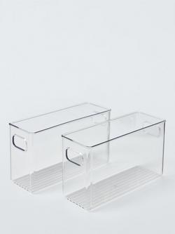 John Lewis Clear Plastic Storage Box, Narrow, Set of 2, Clear