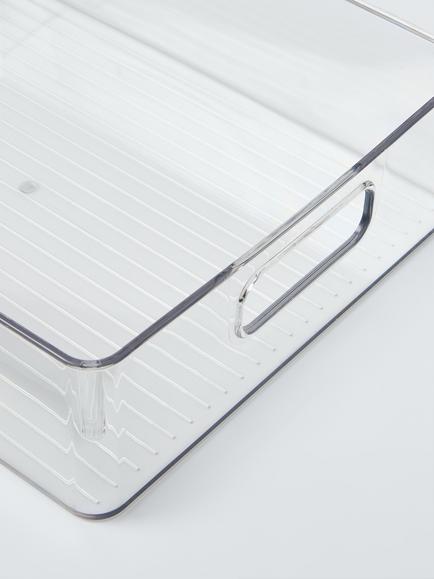 John Lewis Clear Plastic Storage Box, Long - view 2, Clear