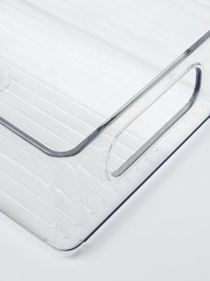 John Lewis Clear Plastic Storage Box, Deep Narrow, Set of 2 - view 2, Clear