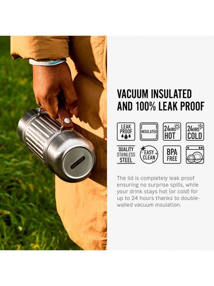 black+blum Explore Vacuum Insulated Leak-Proof Flask & Two Cup Duo, 1L, Stainless Steel - view 2, Stainless Steel