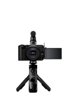 Canon EOS R50 V Compact System Camera with RF-S 14-30mm Power Zoom Lens, 4K Ultra HD, 24.2MP, Wi-Fi, Bluetooth, 3” Vari-Angle Touch Screen, Black, Creator Kit with Tripod Grip, 128GB Memory Card & Stereo Microphone