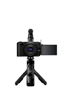 Canon EOS R50 V Compact System Camera with RF-S 14-30mm Power Zoom Lens, 4K Ultra HD, 24.2MP, Wi-Fi, Bluetooth, 3” Vari-Angle Touch Screen, Black, Creator Kit with Tripod Grip, 128GB Memory Card & Stereo Microphone, Black