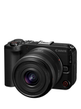 Canon EOS R50 V Compact System Camera with RF-S 14-30mm Power Zoom Lens, 4K Ultra HD, 24.2MP, Wi-Fi, Bluetooth, 3” Vari-Angle Touch Screen, Black, Creator Kit with Tripod Grip, 128GB Memory Card & Stereo Microphone