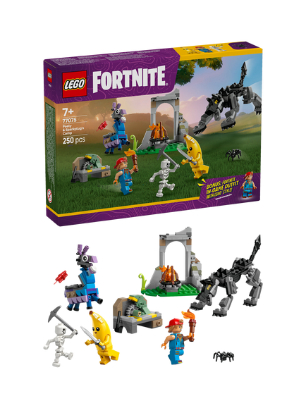 LEGO Fortnite 77075 Peely & Sparkplug’s Camp Toy Set, Multi