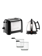Dualit Lite Kettle & Toaster Set with Sandwich Cages, Black