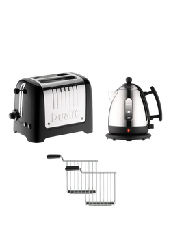 Dualit Lite Kettle & Toaster Set with Sandwich Cages, Black, Black