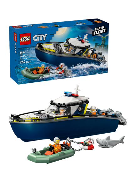 LEGO City 60456 Police Boat Chase Toy with a Speedboat, Multi