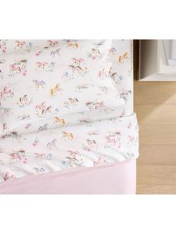 Pottery Barn Kids Floral Horse Fitted Sheet and Pillowcase Set, Single, Multi, Multi