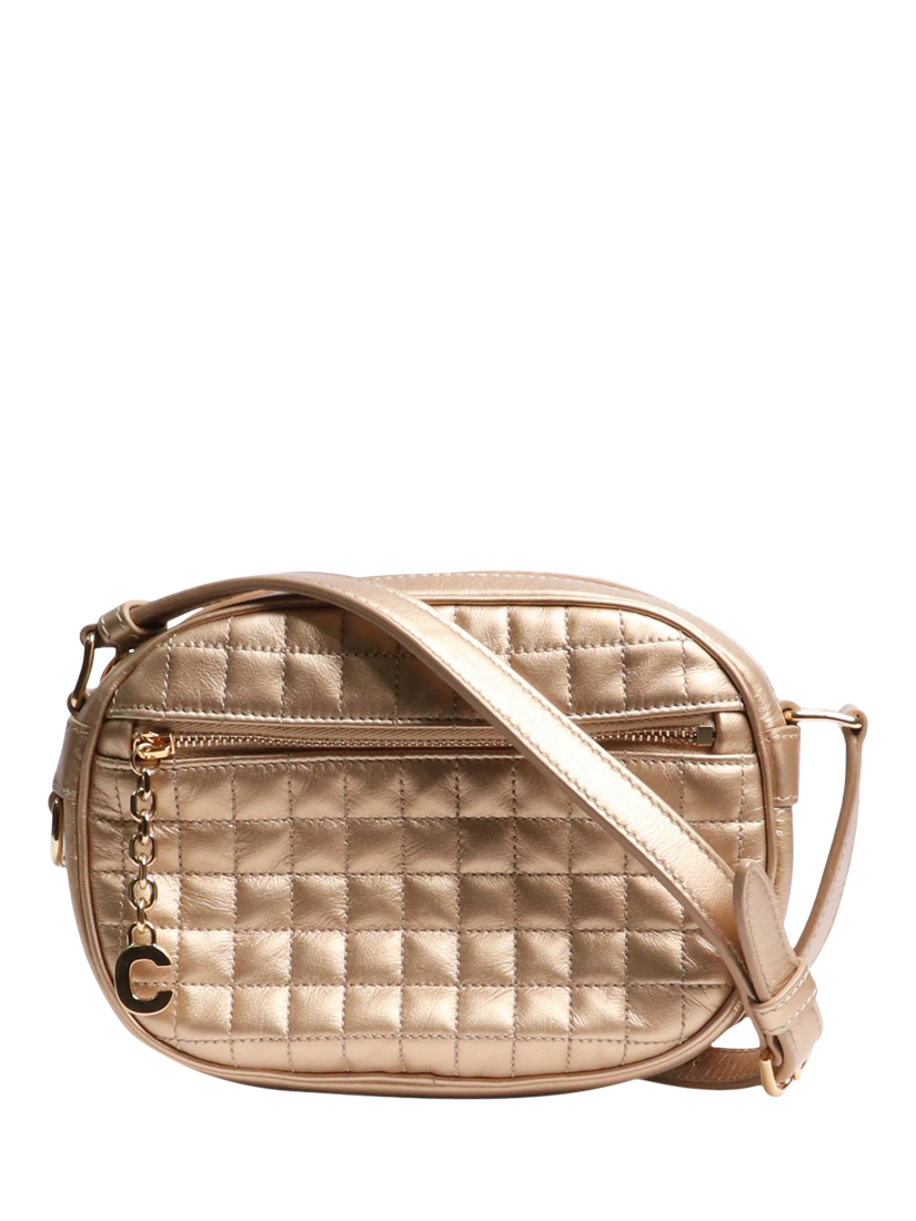 Pre-loved CELINE C-Charm Quilted Leather Camera Bag, Gold