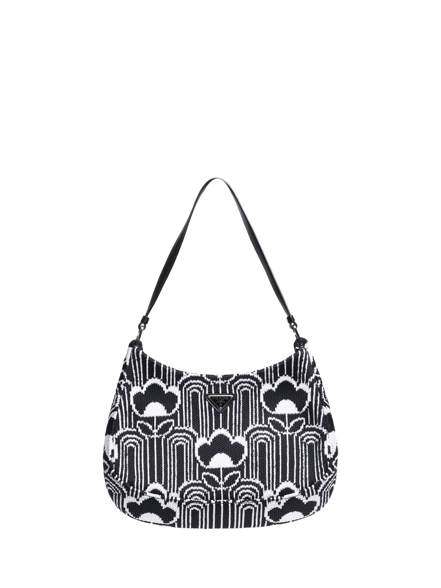 Pre-loved Prada Cleo Jacquard Canvas and Leather Shoulder Bag, Black