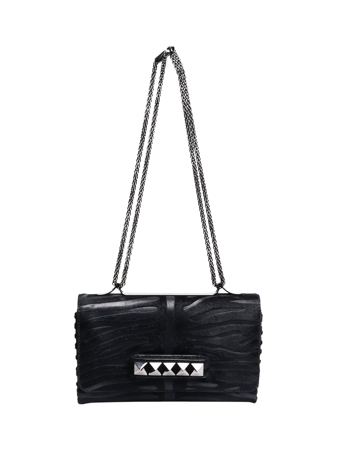 Pre-loved Valentino Vavavoom Leather Zebra Effect Shoulder Bag, Black