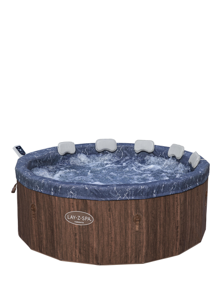 Lay‑Z‑Spa Toronto ThermaCore UltraFit AirJet Smart Round Hot Tub with Cover, 7 Person, Sand
