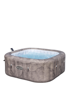 Lay‑Z‑Spa Rome EnergySense UltraFit AirJet Smart Inflatable Square Hot Tub with Cover, 6 Person, Brown Marble