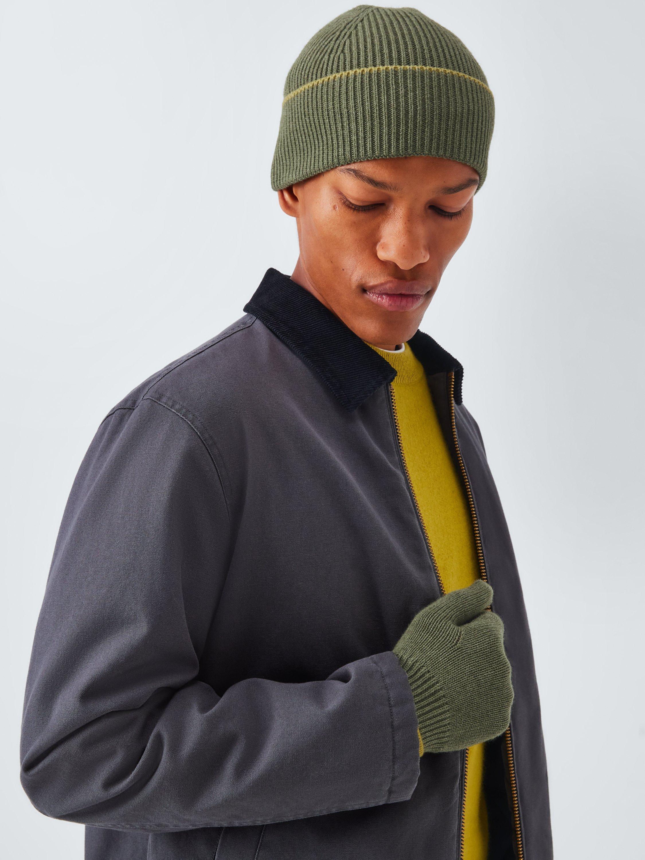 Product image 1 of 2, which shows John Lewis Beanie Hat & Gloves Set, Khaki Multi