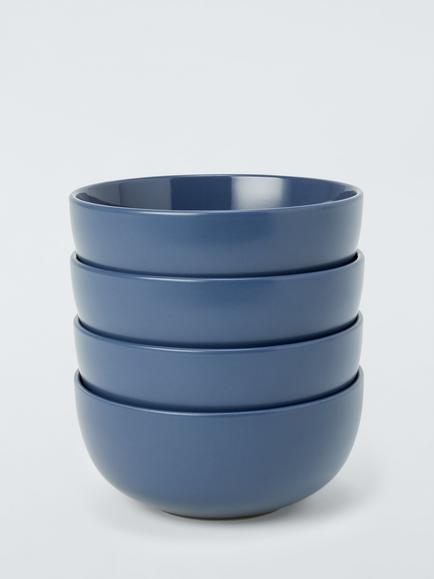John Lewis Coby Stoneware Cereal Bowl, Set of 4, 15cm, Blue