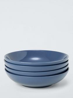 John Lewis Coby Stoneware Pasta Bowl, Set of 4, 23cm, Blue