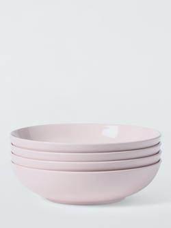 John Lewis Coby Stoneware Pasta Bowl, Set of 4, 23cm, Pink