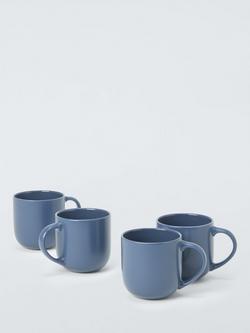 John Lewis Coby Stoneware Mug, Set of 4, 360ml, Blue