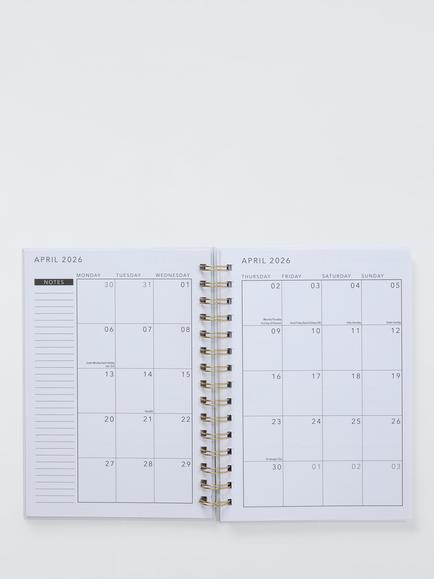 John Lewis A5 Week to View 2026 Wiro Diary, Blue Floral - view 2, Blue
