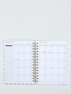 John Lewis A5 Week to View 2026 Wiro Diary, Green Check - view 2, Pistachio