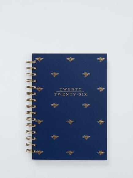 John Lewis A5 Week to View 2026 Wiro Diary, Bees, Blue