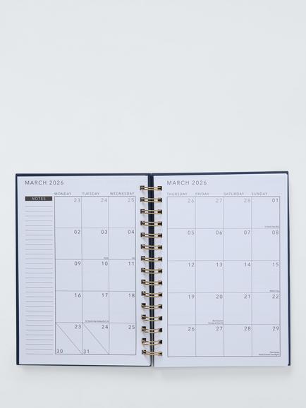 John Lewis A5 Week to View 2026 Wiro Diary, Bees - view 2, Blue