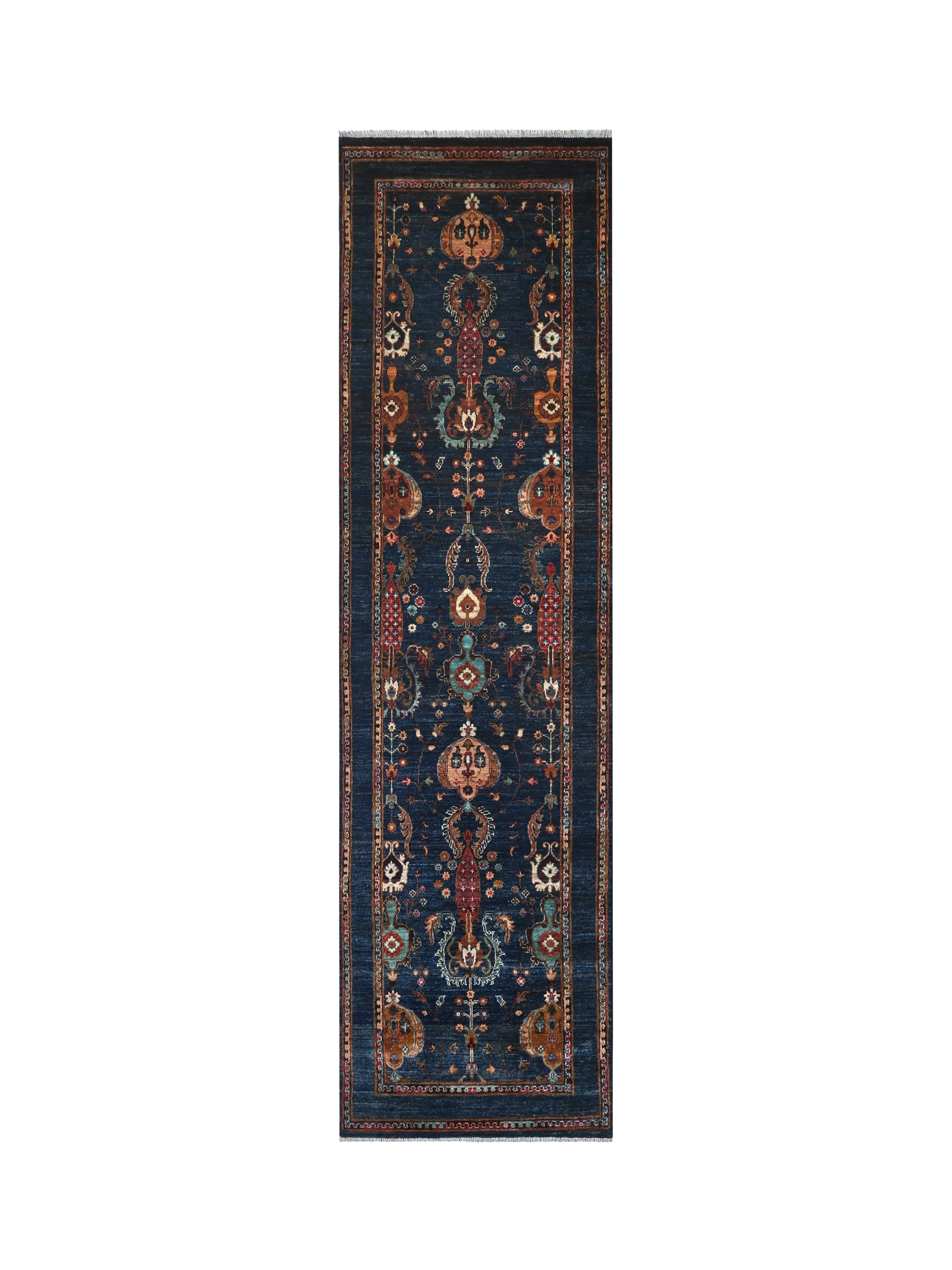 Gooch Oriental Sultani Pure Wool Runner Rug, L304 x W85 cm, Blue